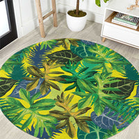 Hawaii Summer Tropical Leaves Round Carpet - Polynesian Pride