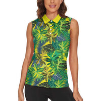 Hawaii Summer Tropical Leaves Women Sleeveless Polo Shirt - Polynesian Pride