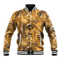 Hawaii Gold Tropical Leaves Baseball Jacket - Polynesian Pride