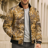 Hawaii Gold Tropical Leaves Bomber Puffer Jacket - Polynesian Pride
