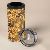 Hawaii Gold Tropical Leaves 4 in 1 Can Cooler Tumbler - Polynesian Pride