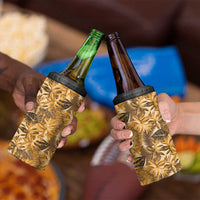 Hawaii Gold Tropical Leaves 4 in 1 Can Cooler Tumbler - Polynesian Pride