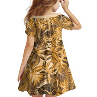 Hawaii Gold Tropical Leaves Family Matching Puletasi and Hawaiian Shirt - Polynesian Pride