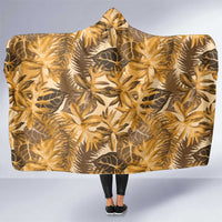 Hawaii Gold Tropical Leaves Hooded Blanket - Polynesian Pride