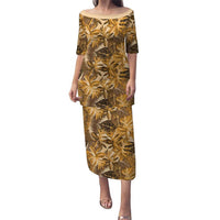 Hawaii Gold Tropical Leaves Puletasi - Polynesian Pride