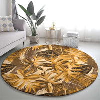 Hawaii Gold Tropical Leaves Round Carpet - Polynesian Pride
