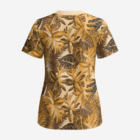 Hawaii Gold Tropical Leaves Scrub Top - Polynesian Pride