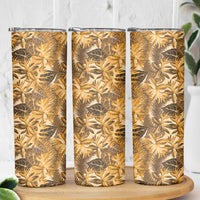 Hawaii Gold Tropical Leaves Skinny Tumbler - Polynesian Pride