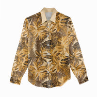 Hawaii Gold Tropical Leaves Women Casual Shirt - Polynesian Pride