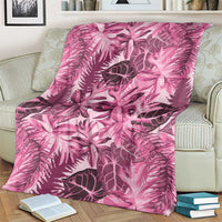 Hawaii Pink Tropical Leaves Blanket - Polynesian Pride
