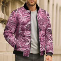 Hawaii Pink Tropical Leaves Bomber Puffer Jacket - Polynesian Pride