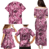 Hawaii Pink Tropical Leaves Family Matching Puletasi and Hawaiian Shirt - Polynesian Pride