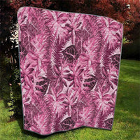 Hawaii Pink Tropical Leaves Quilt - Polynesian Pride