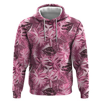 Hawaii Pink Tropical Leaves Zip Hoodie - Polynesian Pride