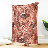 Hawaii Red Brown Tropical Leaves Blanket - Polynesian Pride