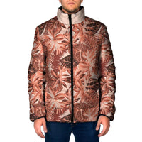 Hawaii Red Brown Tropical Leaves Padded Jacket - Polynesian Pride