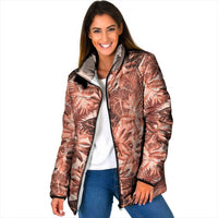 Hawaii Red Brown Tropical Leaves Padded Jacket - Polynesian Pride