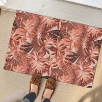 Hawaii Red Brown Tropical Leaves Rubber Doormat - Polynesian Pride