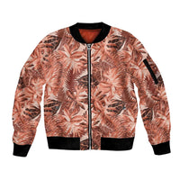 Hawaii Red Brown Tropical Leaves Sleeve Zip Bomber Jacket - Polynesian Pride