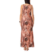 Hawaii Red Brown Tropical Leaves Tank Maxi Dress - Polynesian Pride