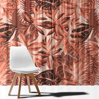 Hawaii Red Brown Tropical Leaves Window Curtain - Polynesian Pride