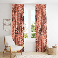 Hawaii Red Brown Tropical Leaves Window Curtain - Polynesian Pride