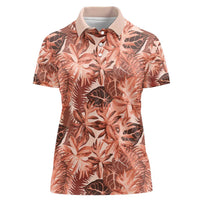 Hawaii Red Brown Tropical Leaves Women Polo Shirt - Polynesian Pride