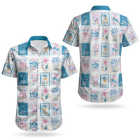 Hawaii Coastal Summer Postcard Couples Matching Tank Maxi Dress and Hawaiian Shirt