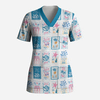 Hawaii Coastal Summer Postcard Scrub Top