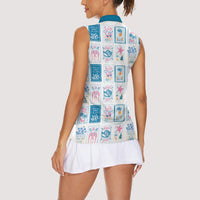 Hawaii Coastal Summer Postcard Women Sleeveless Polo Shirt
