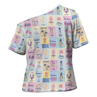 Aloha Summer Posters Grunge Textures Cross Shoulder Shirt