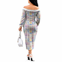 Aloha Summer Posters Grunge Textures Off The Shoulder Long Sleeve Dress