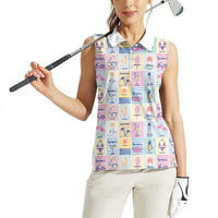 Aloha Summer Posters Grunge Textures Women Sleeveless Polo Shirt