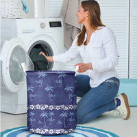Blue Hawaii Palm Tree Hibiscus Laundry Basket Fantasy Summer Vibe