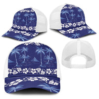 Blue Hawaii Palm Tree Hibiscus Baseball Net Cap Fantasy Summer Vibe
