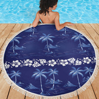 Blue Hawaii Palm Tree Hibiscus Beach Blanket Fantasy Summer Vibe