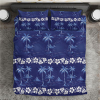 Blue Hawaii Palm Tree Hibiscus Bedding Set Fantasy Summer Vibe