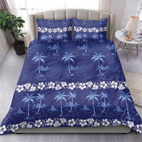 Blue Hawaii Palm Tree Hibiscus Bedding Set Fantasy Summer Vibe