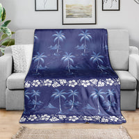Blue Hawaii Palm Tree Hibiscus Blanket Fantasy Summer Vibe