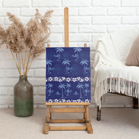 Blue Hawaii Palm Tree Hibiscus Canvas Wall Art Fantasy Summer Vibe