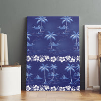 Blue Hawaii Palm Tree Hibiscus Canvas Wall Art Fantasy Summer Vibe