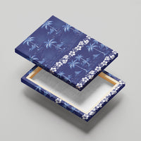 Blue Hawaii Palm Tree Hibiscus Canvas Wall Art Fantasy Summer Vibe