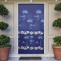 Blue Hawaii Palm Tree Hibiscus Door Cover Fantasy Summer Vibe