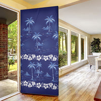 Blue Hawaii Palm Tree Hibiscus Door Cover Fantasy Summer Vibe
