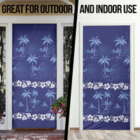 Blue Hawaii Palm Tree Hibiscus Door Cover Fantasy Summer Vibe