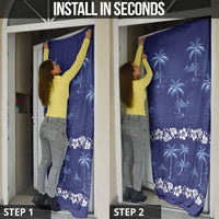 Blue Hawaii Palm Tree Hibiscus Door Cover Fantasy Summer Vibe