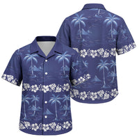 Blue Hawaii Palm Tree Hibiscus Family Matching Tank Maxi Dress and Hawaiian Shirt Fantasy Summer Vibe