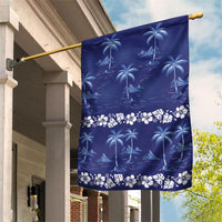 Blue Hawaii Palm Tree Hibiscus Garden Flag Fantasy Summer Vibe