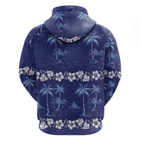 Blue Hawaii Palm Tree Hibiscus Hoodie Fantasy Summer Vibe