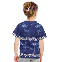 Blue Hawaii Palm Tree Hibiscus Kid T Shirt Fantasy Summer Vibe